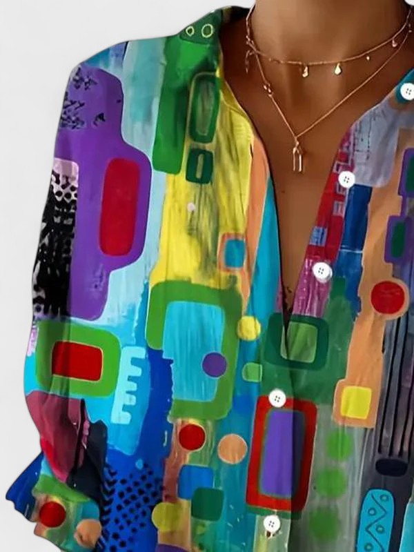 Rose™ | Chic Geometriskt Mönster Topp för Alla Tillfällen